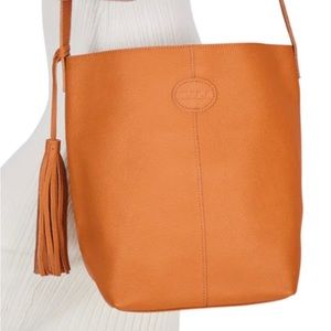 M.I.L.A Joanie Crossbody Bag Cognac color. Pebbled grained leather.